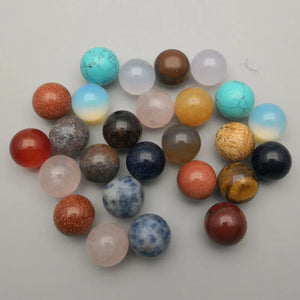10mm Natural Stone Round Ball Bead Charms No Hole Mixed Small Stone Beads