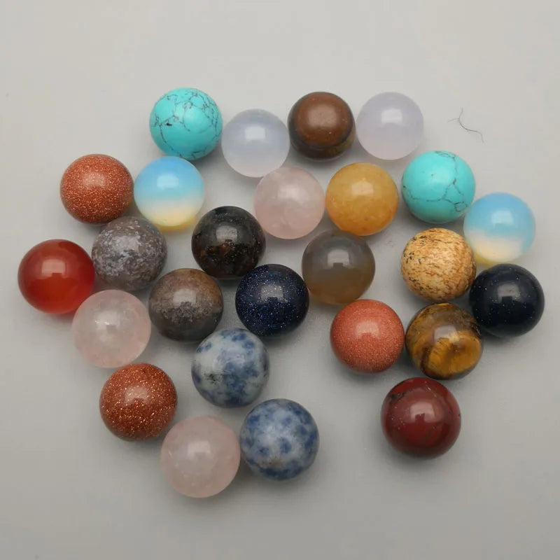 10mm Natural Stone Round Ball Bead Charms No Hole Mixed Small Stone Beads