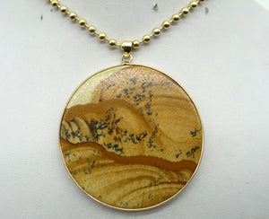 Natural Stone Tiger Eye Quartz Crystal Turquoises Lapis Round Cake Pendant
