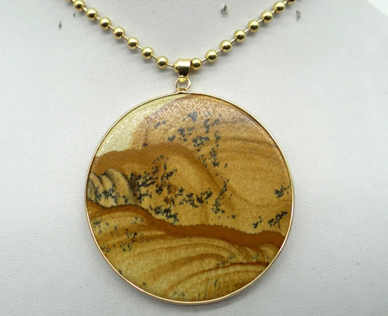 Natural Stone Tiger Eye Quartz Crystal Turquoises Lapis Round Cake Pendant