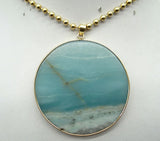 Natural Stone Tiger Eye Quartz Crystal Turquoises Lapis Round Cake Pendant