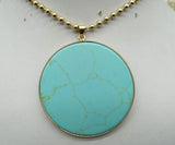 Natural Stone Tiger Eye Quartz Crystal Turquoises Lapis Round Cake Pendant