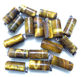 50pcs Stone Tiger Eye Quartz Turquoise Opal Cylinder Charm Pendants