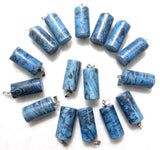 50pcs Stone Tiger Eye Quartz Turquoise Opal Cylinder Charm Pendants