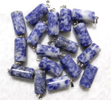 50pcs Stone Tiger Eye Quartz Turquoise Opal Cylinder Charm Pendants