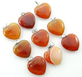 Mixed Natural Stone Tiger Eye Agate Amethyst Quartz Charms Heart Pendants