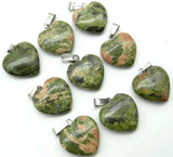 Mixed Natural Stone Tiger Eye Agate Amethyst Quartz Charms Heart Pendants