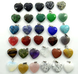 Mixed Natural Stone Tiger Eye Agate Amethyst Quartz Charms Heart Pendants