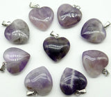 Mixed Natural Stone Tiger Eye Agate Amethyst Quartz Charms Heart Pendants