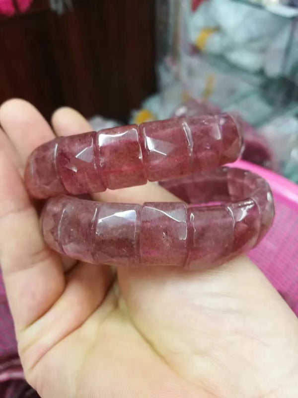 Natural Strawberry Quartz Stone Bracelet for Women