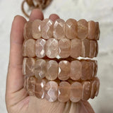 Natural Sunstone Beads Bracelet Gemstone Bangle for Women