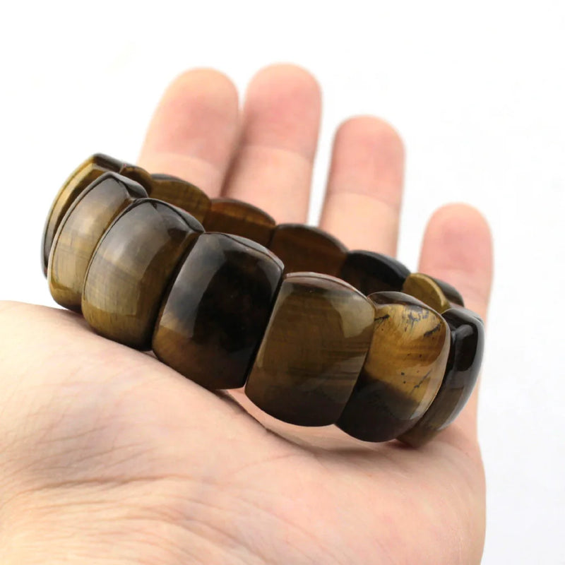 Tiger Eye Stone Beads Bracelet Natural Gemstone Bangle for Men