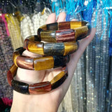 Tiger Eye Stone Beads Bracelet Natural Gemstone Bangle for Men Women