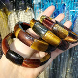 Tiger Eye Stone Beads Bracelet Natural Gemstone Bangle for Men Women