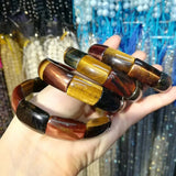 Tiger Eye Stone Beads Bracelet Natural Stone Bangle for Men and Women