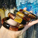 Tiger Eye Stone Beads Bracelet Natural Stone Bangle for Men and Women