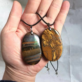 Natural Tiger Eye Stone Beads Pendant Gemstone Necklace Man Woman