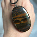 Natural Tiger Eye Stone Beads Pendant Gemstone Necklace Man Woman