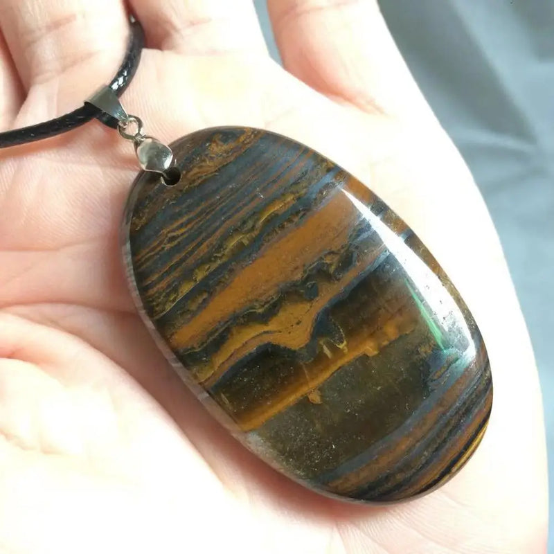Natural Tiger Eye Stone Beads Pendant Gemstone Necklace Man Woman