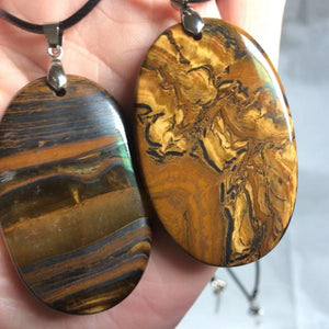 Natural Tiger Eye Stone Beads Pendant Gemstone Necklace Man Woman
