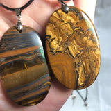 Natural Tiger Eye Stone Beads Pendant Gemstone Necklace Man Woman