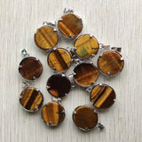 Tiger Eye Stone Moon Star Pendants for Jewelry Making DIY Necklace Accessories