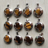 Tiger Eye Stone Moon Star Pendants for Jewelry Making DIY Necklace Accessories