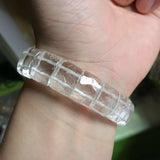 Natural Rock Quartz Crystal Stone Beads Bracelet Gemstone Bangle Fine Jewelry