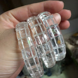 Natural Rock Quartz Crystal Stone Beads Bracelet Gemstone Bangle Fine Jewelry