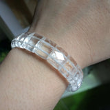 Natural Rock Quartz Crystal Stone Beads Bracelet Gemstone Bangle Fine Jewelry