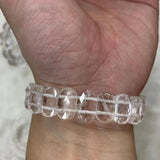 Natural Rock Quartz Crystal Beads Bracelet Gemstone Bangle Fine Jewelry