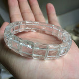Natural Rock Quartz Crystal Stone Beads Bracelet Gemstone Bangle Fine Jewelry