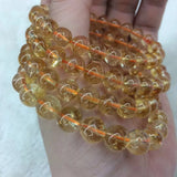 Natural Yellow Citrine Stone Beads Bracelet Gemstone Bangle DIY Jewelry
