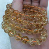 Natural Yellow Citrine Stone Beads Bracelet Gemstone Bangle DIY Jewelry