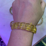 Natural Yellow Fluorite Stone Beads Bracelet Gemstone Bangle for Women