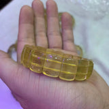 Natural Yellow Fluorite Stone Beads Bracelet Gemstone Bangle for Women
