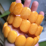 Yellow Jade Stone Beads Bracelet Gemstone Bangle Fine Jewelry for Women