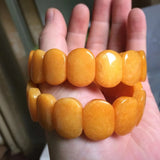 Yellow Jade Stone Beads Bracelet Gemstone Bangle Fine Jewelry for Women