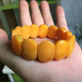 Yellow Jade Stone Beads Bracelet Gemstone Bangle Fine Jewelry for Women