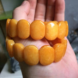 Yellow Jade Stone Beads Bracelet Gemstone Bangle Fine Jewelry for Women