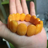 Yellow Jade Stone Beads Bracelet Gemstone Bangle Fine Jewelry for Women