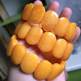 Yellow Jade Stone Beads Bracelet Gemstone Bangle Fine Jewelry for Women