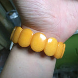 Yellow Jade Stone Beads Bracelet Gemstone Bangle Fine Jewelry for Women