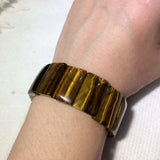 Yellow Tiger Eye Stone Bracelet Natural Gemstone Bangle DIY Jewelry