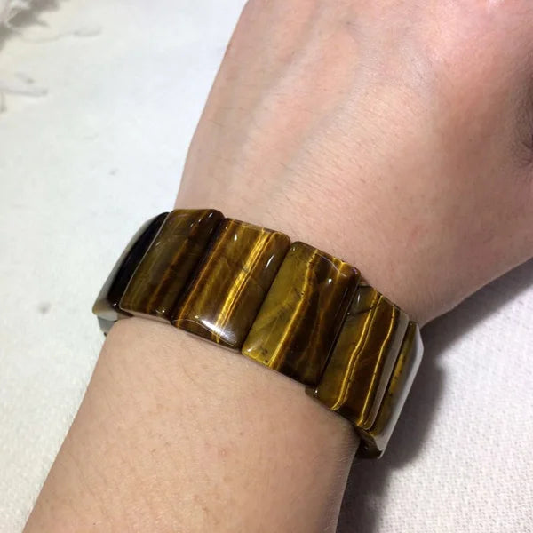 Yellow Tiger Eye Stone Bracelet Natural Gemstone Bangle DIY Jewelry