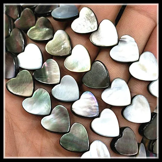Mother of Pearl Heart Shape Shell Beads 12mm Strand