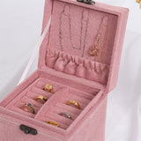 Green 3-Layer Flannel Jewelry Organizer Box Large Capacity With Lock