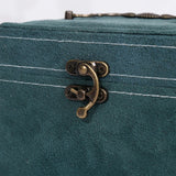 Green 3-Layer Flannel Jewelry Organizer Box Large Capacity With Lock