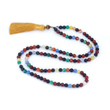 Colored Agate Beads Necklace with Tibetan Tassel
