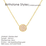 12 Constellation Birthstone Set Necklace Zirconia Stainless Steel Pendant
